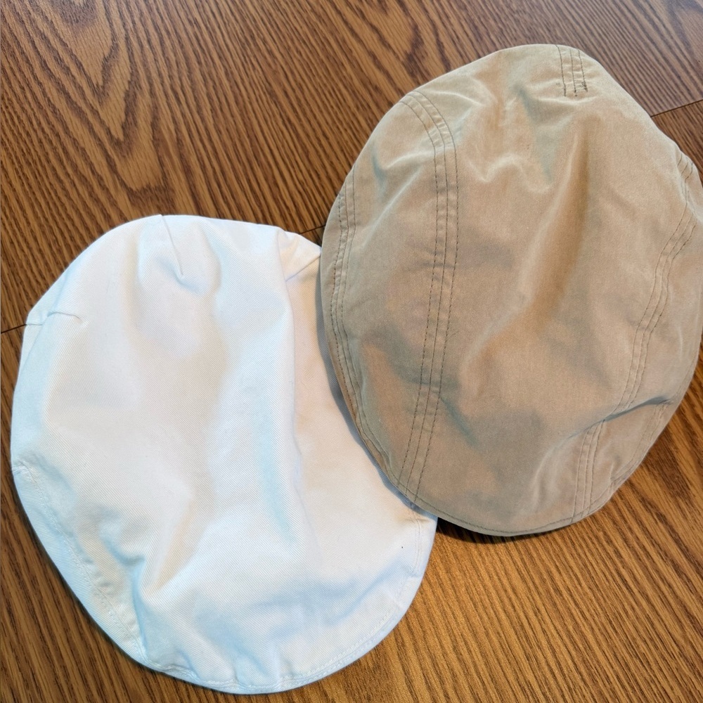 Set of 2 Lids… High Quality 109% Cotton Beige and White Caps - Picture 3 of 16